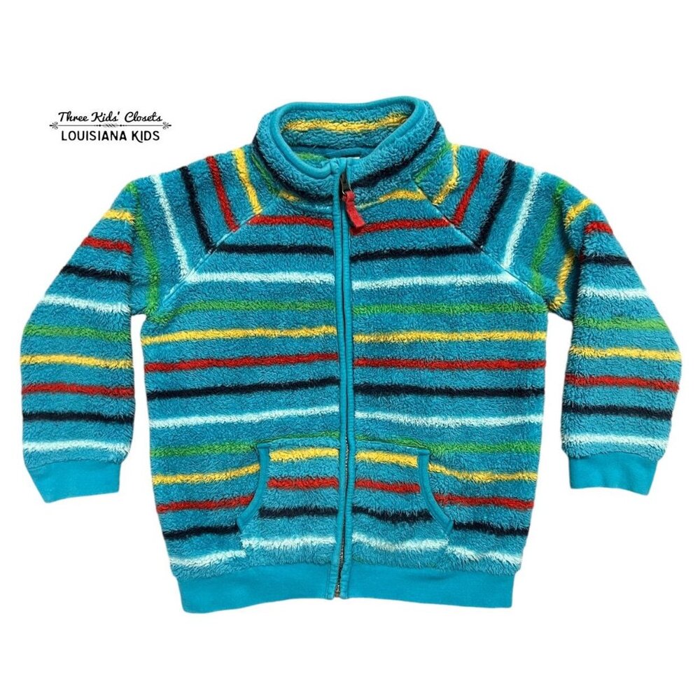 Frugi 5-6Y Rainbow Striped Ted Fleece Jacket